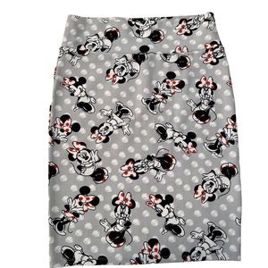 Disney Minnie Mouse LulaRoe Cassie Skirt Large Gray Red Vacation